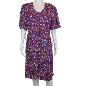 Vintage 90's Expressions Plus Floral Romper Dress Shorts Tie Sides Women's 1X